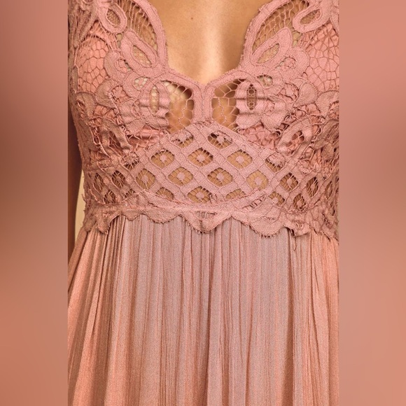 Free People Adella Maxi Slip Rose Pink Lace Dress - Picture 6 of 16